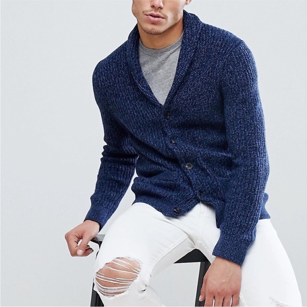 Abercrombie & Fitch Navy Shawl Collar Cardigan Sweater